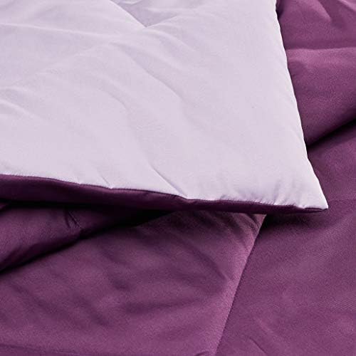 Amazon Basics Reversible Lightweight Microfiber All Season Bed Comforter Blanket, Plum/Light Purple, Twin/Twin XL