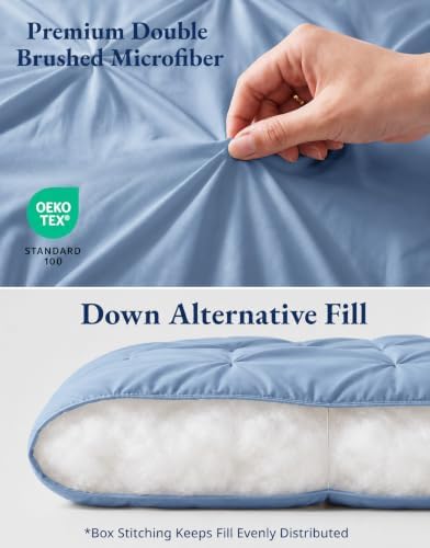 LANE LINEN Queen Comforter Set, All Season 7 Pc Bed in a Bag - French Blue