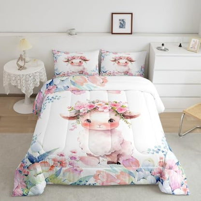 Feelyou Cute Sheep Comforter Set Twin Size Boys Girls Teens