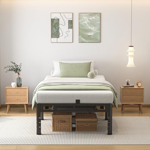 NKZ 2-in-1 Twin Size Metal Platform Bed Frame, 20 Inch Heavy Duty Bed Base