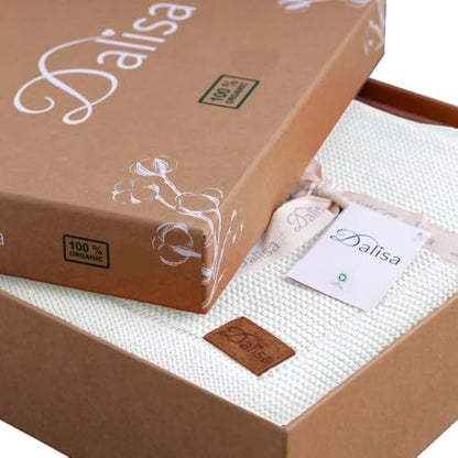 Dalisa Alina GOTS Organic Cotton Throw Blanket, White, 50x60 in