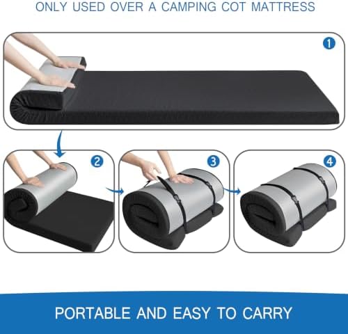 Memory Foam Camping Pad 3 Inch Thick, Soft Sleeping Pad, Pad Only