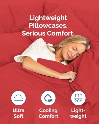 Queen Pillow Cases Set of 10 - Ultra Soft Cozy Pillowcase Covers - Red