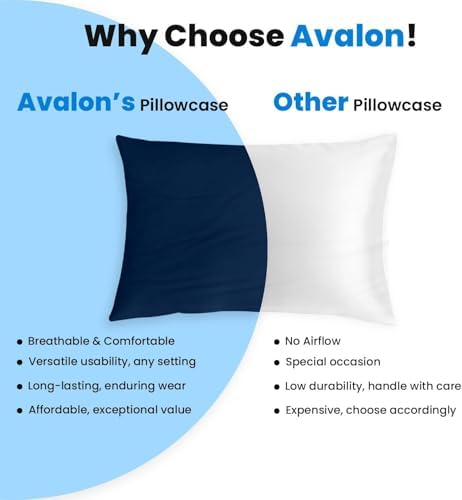 Avalon Bedding Pillow Cases Standard Size Navy Blue Pillow Cases Set of 24 Cotton Blend 200 TC Soft & Breathable Perfect for Home & Hospital, Hotel Quality Queen Pillow Protectors 30x20 Inches