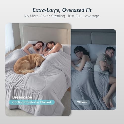 Breescape Cooling Comforter Blanket - BlendTek Q-Max>0.46 Tech, Cooling Blanket for Hot Sleepers & Night Sweats Relief, Breathable Lightweight Summer Bedding, Queen 96x96 Inches, Ivory