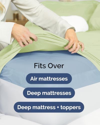 CGK Linens 2 Pack Extra Deep Queen Fitted Sheets - Light Sage Green