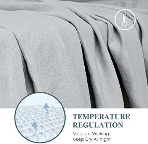 Sijo Premium Stone Washed French Linen 1 Flat Sheet (Dove, 1 Flat Sheet Only Full/Queen)