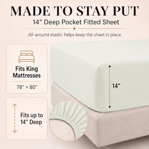 CozyLux King Size Comforter Set Ivory, 7 Pieces Bed in a Bag
