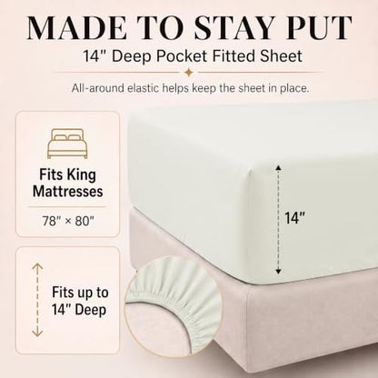 CozyLux King Size Comforter Set Ivory, 7 Pieces Bed in a Bag