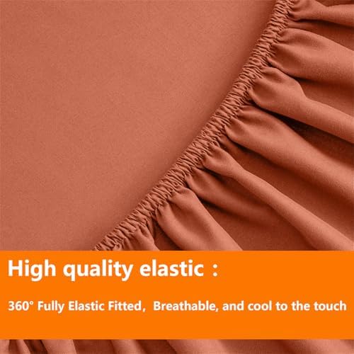 TAIMIT Burnt Orange Full Size Comforter Set - 7 Pieces, Bed in a Bag Bedding Sets with All Season Soft Quilted Warm Fluffy Reversible Comforter,Flat Sheet,Fitted Sheet,2 Pillow Shams,2 Pillowcases
