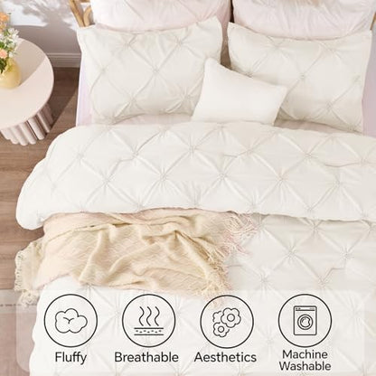 BEDELITE Queen Comforter Set Cream White,Lightweight & Soft Comforter