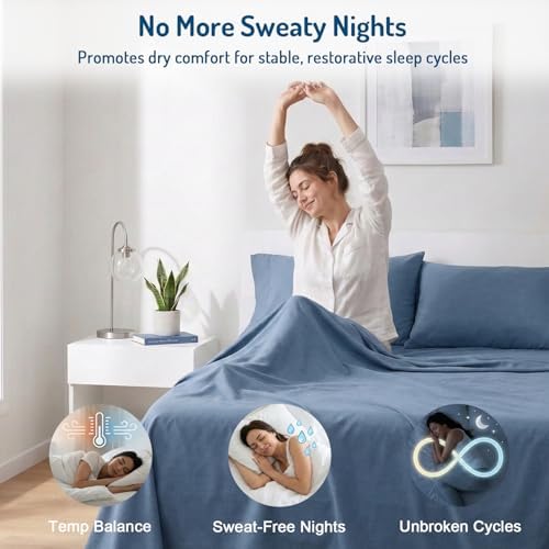 Coolmax® Cooling Sheets for Hot Sleepers, California King, Teal Blue