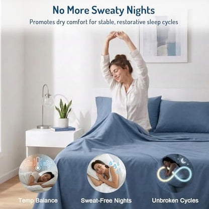Coolmax® Cooling Sheets for Hot Sleepers, Full Size, Teal Blue