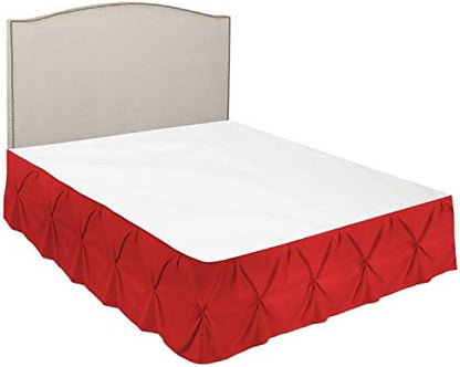 Nestl Red Microfiber Full Bed Skirt, Pinch Pleat, 54' x 75' x 14', Hotel Quality, Easy Care