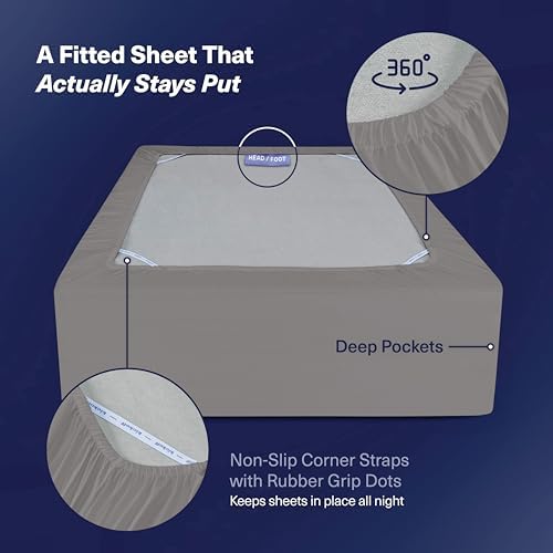 Kickoff Viscose Bamboo Sheets Full Size 4-pc 100% Organic Bamboo Viscose Bed Cooling Sheets Full Size Set Cool Bedding for hot Sleepers Sheet Set - Gift Ready Packaging (Dark Grey, F)