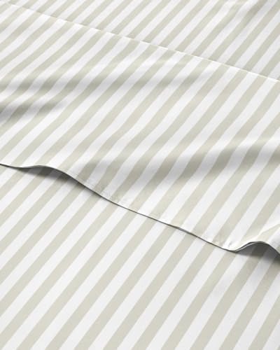 Queen 4 Piece Striped Sheet Set - Breathable & Cooling - Grey Pinstripes