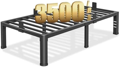 Yitong Angel 14 inch Twin Bed Frame with Rounded Corner Legs and Headboard Hole Mattress Slide Stopper 3500 LBS Heavy Duty Support Metal Platform,No Box Spring Needed, Noise Free, Easy Assembly