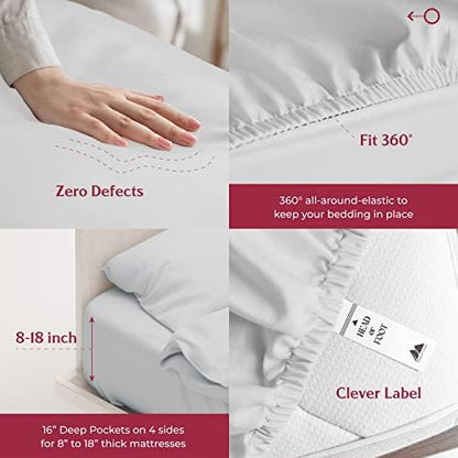 Mayfair Linen Egyptian Cotton Sheets King Size - Luxury 800 Series High Thread Count King Sheets (6 PC, Silver), Soft Cooling 16" Deep Pocket Hotel Quality Bed Sheet Set - Tranquil Collection