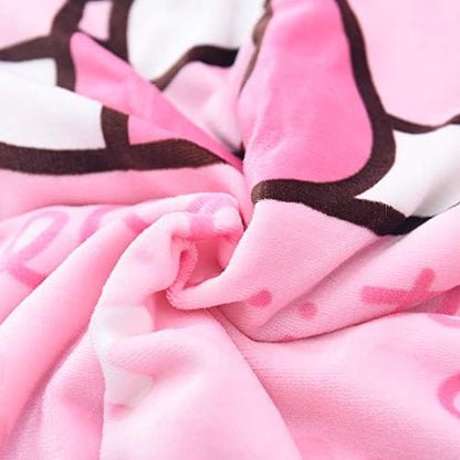 Cartoon Printing Throw Blanket for Girls Kids Adults, 40"x55", All Seasons Flannel Fleece Blanket, Soft & Warm Plush Blankets for Couch Sofa Bed Camping Travel (Pink 001)