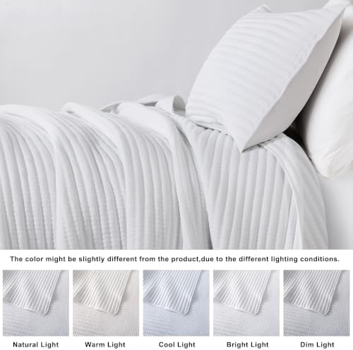 WDCOZY Twin Size Pick Stitch Quilt Set, 2 Pieces 68x90 inches, White