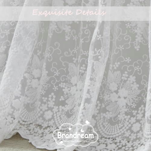 Brandream Boho Bohemian Girl Baby Nursery Lace Crib Bed Skirt Dust Ruffle - Solid Color Romantic Cream Off White Farmhouse Chic 100% Cotton Ruffle Skirt Excellent Quality