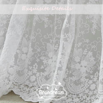Brandream Boho Bohemian Girl Baby Nursery Lace Crib Bed Skirt Dust Ruffle - Solid Color Romantic Cream Off White Farmhouse Chic 100% Cotton Ruffle Skirt Excellent Quality