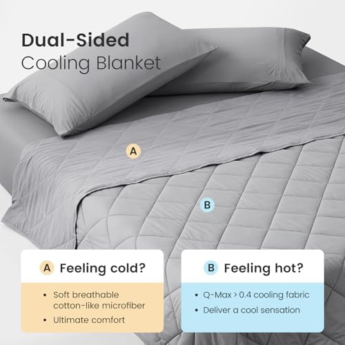 Cozy Bliss Cooling Blanket for Hot Sleepers King Size, Q-Max 0.45 Cooling Comfort, Cold Blankets for Night Sweats Sleeping, Ultra-Cool Lightweight Breathable Blanket for Bed, Glacial Grey