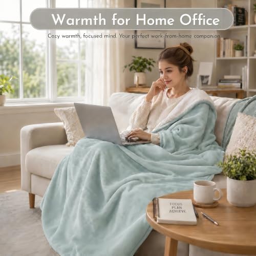 Electric Heated Blanket 84"x90" Queen Size, Light Green