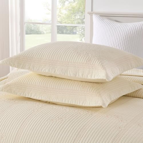 Cotton Floral Embroidery Bedspread Quilt Set (Tu Beige,King (114"x102"))