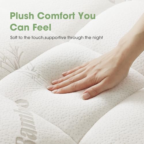 Mattress Pad King Size, Cooling Pillow Top Mattress Topper, Ultra Soft Viscose Made from Bamboo, Breathable for Hot Sleepers, Deep Pocket 8"-20", White