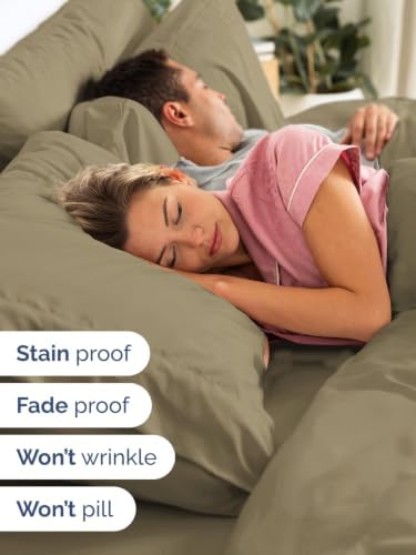Extra Deep Pocket Twin XL Size Sheet Set - Breathable & Cooling - Khaki