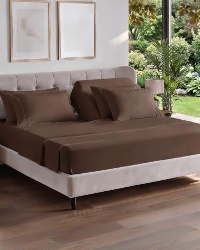 Flex Top Split Head King 6 Piece Sheet Set - Breathable & Cooling - Brown