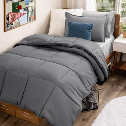 Bare Home Bed-in-A-Bag 5 Piece Set (Twin XL, Grey/Light Grey)