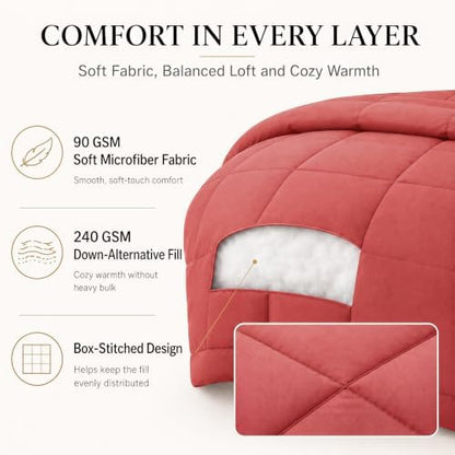 CozyLux Full Size Comforter Sets Coral - 7 Pieces Bed in a Bag