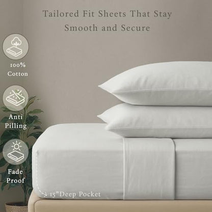 Threadmill 500 Thread Count Cotton Twin XL Sheet Set, Sateen, Light Grey