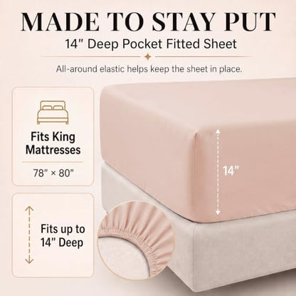 CozyLux King Size Comforter Set Blush Pink, 7 Pieces Bed in a Bag