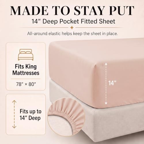 CozyLux Oversized King Comforter Set Blush Pink, 7 Pieces Bed in a Bag