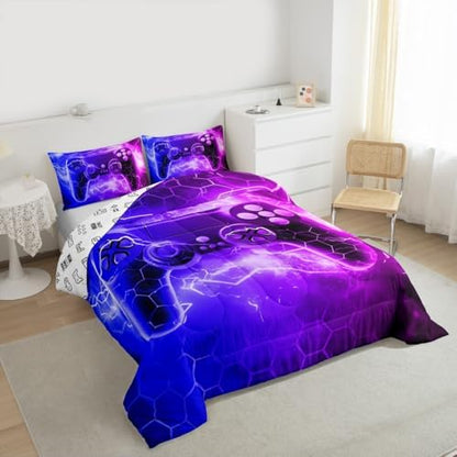 Feelyou Kids Boys Honeycomb Gamer Comforter Set Queen Size