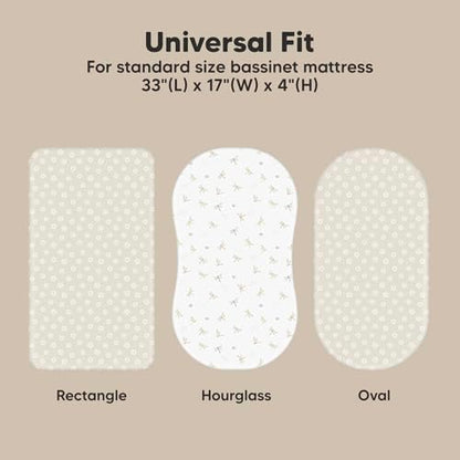 2pk Organic Baby Bassinet Sheets Boys, Girls, Fitted Sheet (Meadow)
