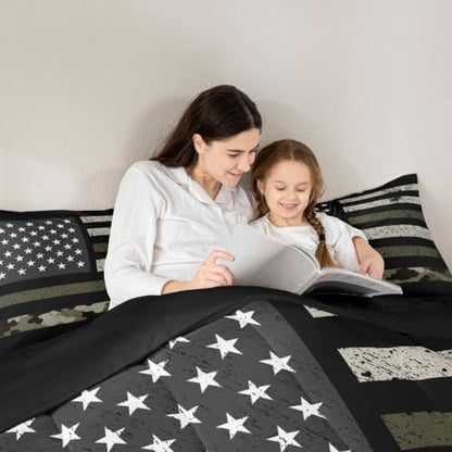 Feelyou Camo American Flag Comforter Set Full Bedding Set for Kids Boys