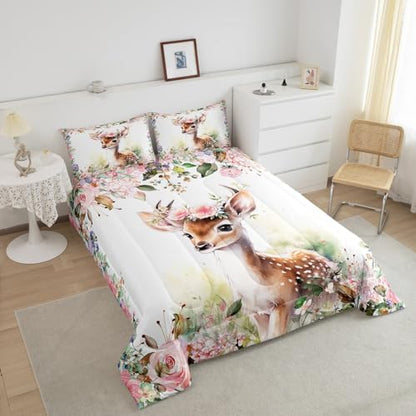 Feelyou Cute Deer Comforter Set Boys Girls Teens