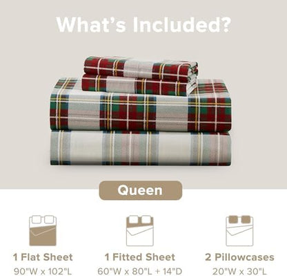 Comfort Spaces 100% Cotton Percale Sheets Queen Sheet Set, 4 Piece