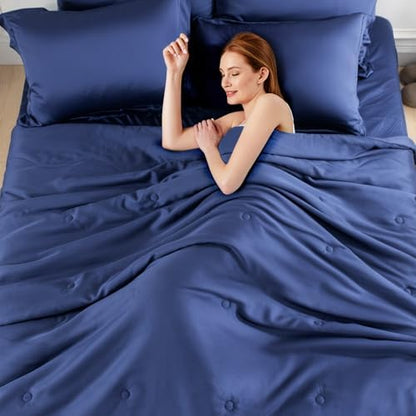 NEXHOME PRO 100% Viscose Derived from Bamboo Comforter Queen Size - Cooling & Moisture-Wicking Bedding - All Season Lightweight Design - Natural Organic Queen Duvet Insert