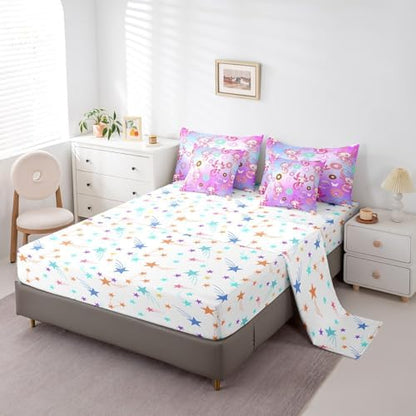 Feelyou Kids Cute Axolotl 7 Pieces Bedding Set Full Size for Boys Girls