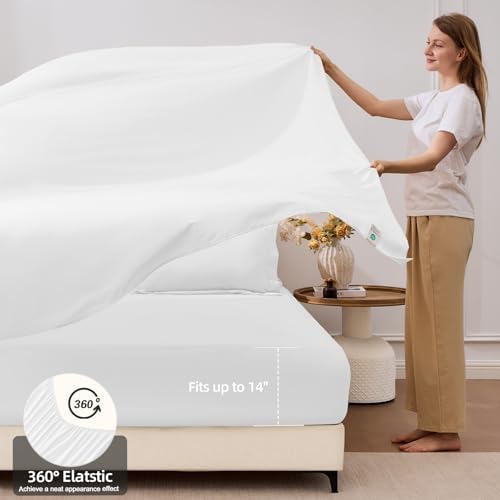 FUANNA Queen Comforter Set 7 Pieces, White Bedding Set, Soft Bed in a Bag