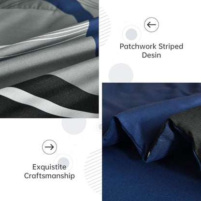 Anibedding Navy Blue Comforter Set Queen Size,8 Pieces Boho Bed in a Bag