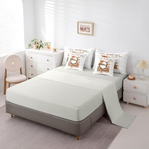 Erosebridal Autumn Rustic Farmhouse Twin Comforter Set 7 Piece Fall Rabbit Pumpkin Print Bed in A Bag with Sheets for Kids Boys Girls Adultsmaple Leaf Print Bedding Set Retro Bed Set