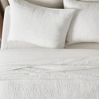 EVERGRACEHOME 100% Cotton Modern Lines Quilt Set King Size, Warm White