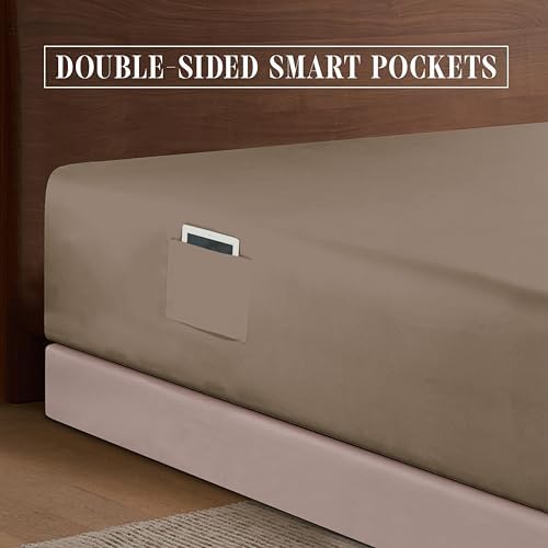 Elegant Comfort 1500 Premium Hotel Quality 18-24 Inches Deep - Extra Deep Pocket Single Fitted Sheet for High Mattress, Luxury and Softest, Smart Pocket - Wrinkle Free, Full, Taupe
