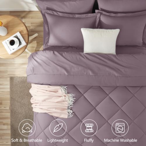 CozyLux Twin XL Comforter Set 68"x88" Dusty Purple - 5 Piece Bed in a Bag